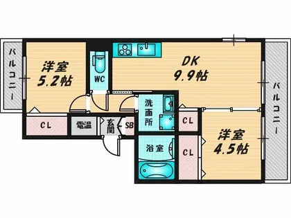 アビーロード巽東【2階】の間取り