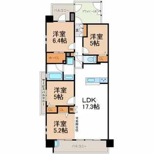 ダイアパレス三河安城【3階】の間取り
