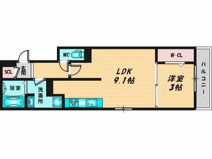 アザレア深江橋【1階】の間取り