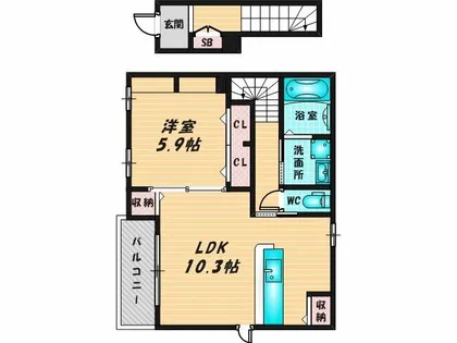 セレスコート花園【2階】の間取り