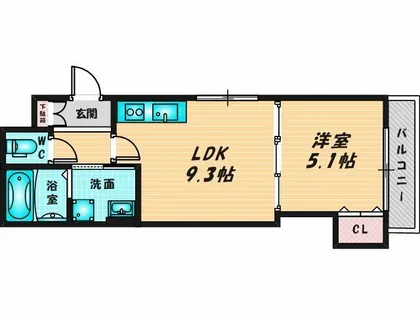 ラモーナ巽北Ⅱ【1階】の間取り