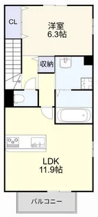 セジュールK D棟【201号室】の間取り