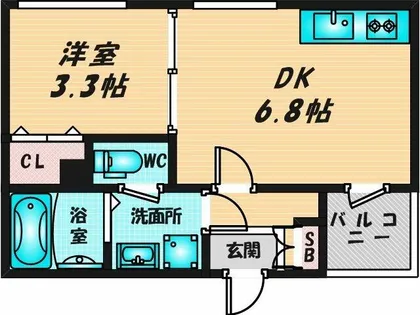 ハーモニーテラス新今里Ⅲ【1階】の間取り