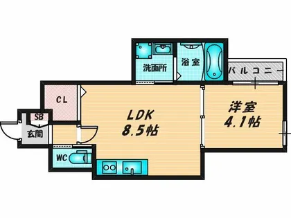 ルミエール放出【1階】の間取り