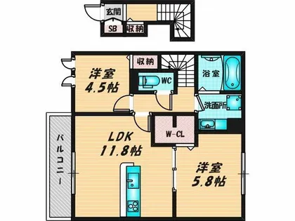 シャトレー旭町【2階】の間取り