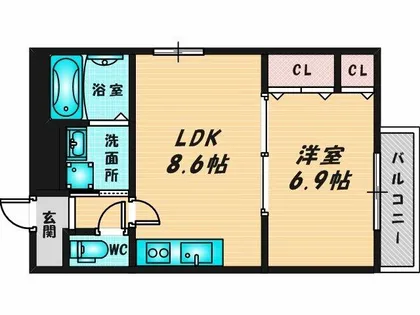 フジパレス俊徳道Ⅲ番館【2階】の間取り