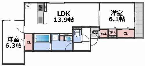 大山蓮華【1階】の間取り