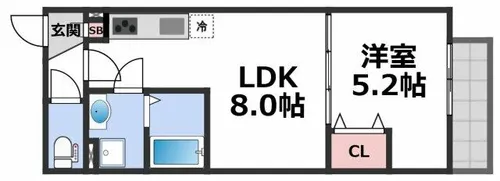 クレアール八戸ノ里【2階】の間取り