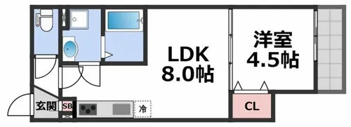 クレアール八戸ノ里【3階】の間取り