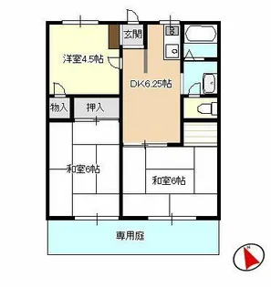 ハイツサンウォード【1階】の間取り