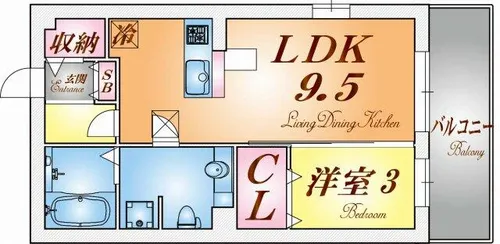 フレエール谷上【1階】の間取り