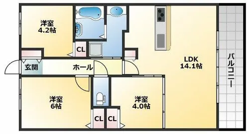 エスリード八尾駅前ザ・レジデンス【1004号室】の間取り