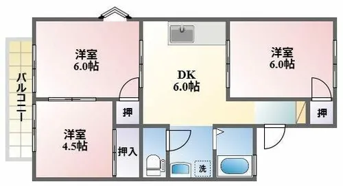グランルーツ中根 B棟【202号室】の間取り