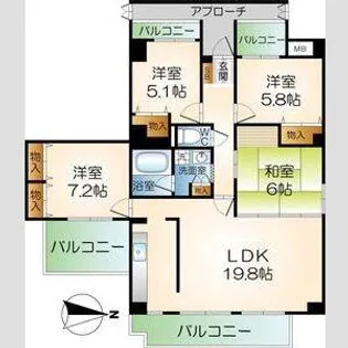 マウントビュー西田中【9階】の間取り