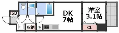 スペーシア日本橋東【12階】の間取り