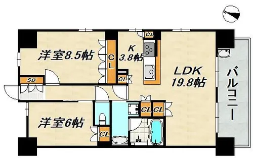 サンメゾン神戸新長田【10階】の間取り