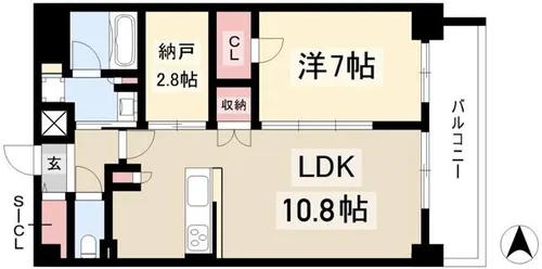 L&Cレジデンス鶴舞公園【1504号室】の間取り