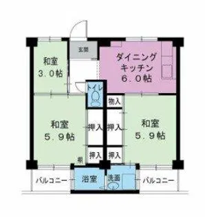 ビレッジハウス加賀田2号棟【2階】の間取り