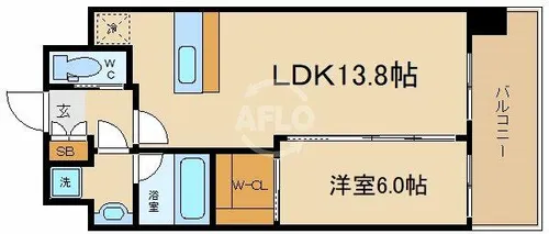 グランカーサ難波元町【15階】の間取り