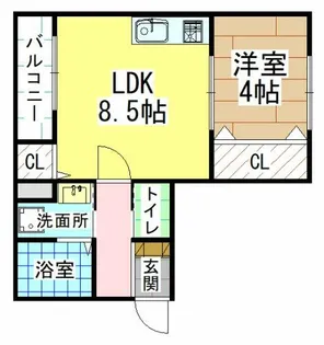 福岡県北九州市戸畑区牧山1丁目【アパート】の間取り