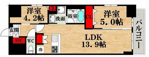 スプランディッド上本町WESTⅡ【2階】の間取り