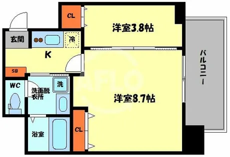 ヴィラ・セレーノ玉造本町【10階】の間取り