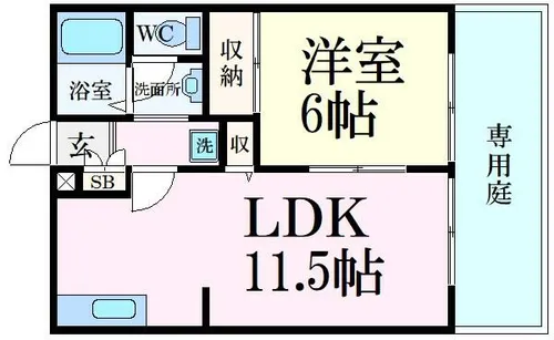 ハイツブランドール【1階】の間取り