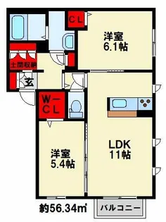 メゾンケイ A棟【102号室】の間取り