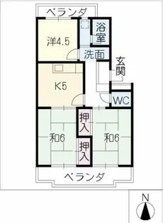 サンシティ小池【502号室】の間取り