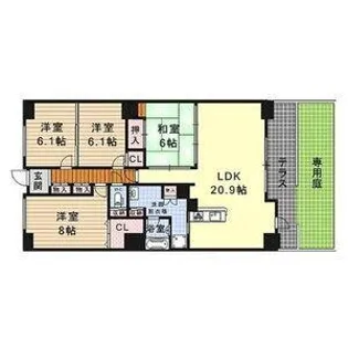 ラドーニ南野風の館【1階】の間取り