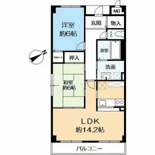 2LDKの間取り画像