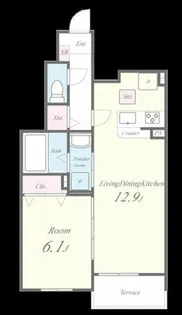 メゾン・デ・クール【103号室】の間取り