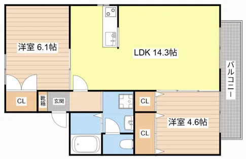 セジュール今宿【105号室】の間取り
