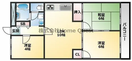 美園ハイツ【4階】の間取り