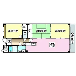 ラ・ミュール北春日丘【106号室】の間取り