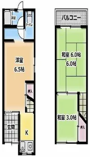 大阪府守口市八雲北町2丁目【テラスハウス】の間取り