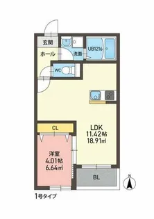 M-Stage御井【201号室】の間取り