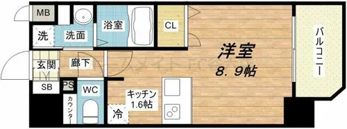 プレサンス天満橋アンジェ【8階】の間取り