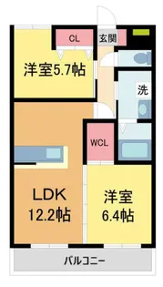 ベレオ宝塚B棟【202号室】の間取り