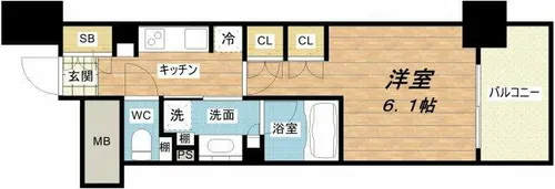 ザ・パークハビオ堂島【7階】の間取り