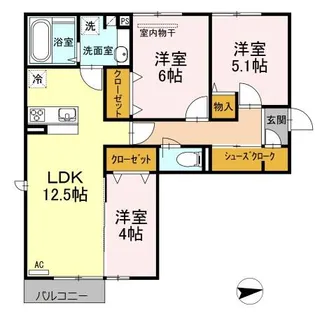 クラポンテMⅤ【3階】の間取り