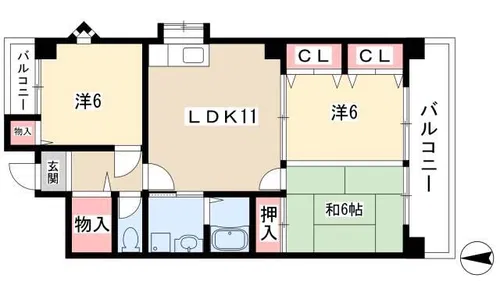 エスポワール志賀本通【301号室】の間取り