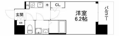 エスリード本町靭公園レジデンス【6階】の間取り