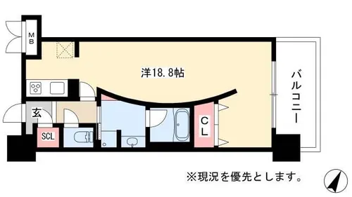 ロイヤルパークスERささしま【8階】の間取り