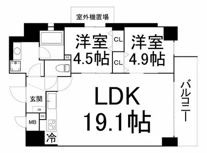 大阪府大阪市福島区鷺洲2丁目【マンション】の間取り