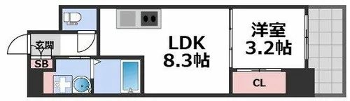 フロンティアタワー九条Ⅱ【3階】の間取り