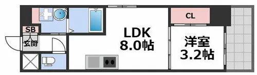 フロンティアタワー九条Ⅱ【2階】の間取り