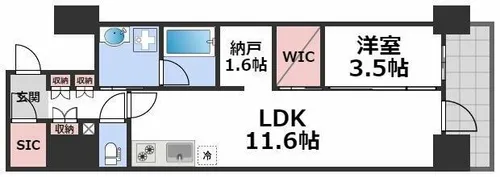 コンフォリア・リヴ北久宝寺Q【6階】の間取り