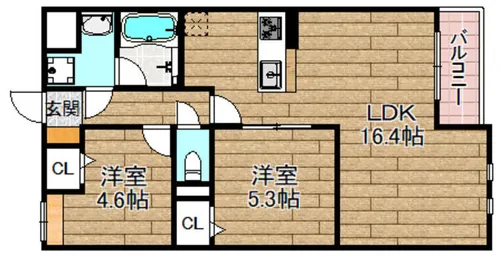 カーサク芥川【301号室】の間取り