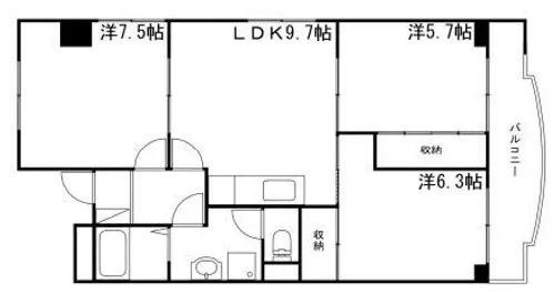 リッチウォーク佃町【7階】の間取り